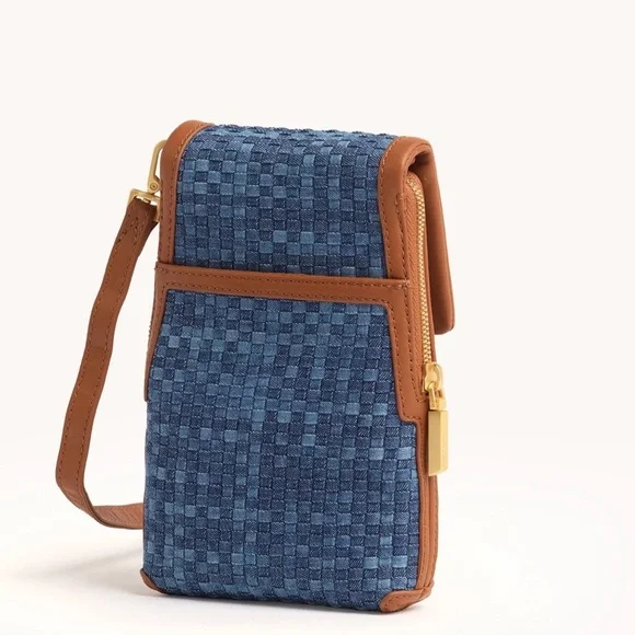 HAMMITT Women’s VIP MOBILE Mosaic Denim/Brushed Gold Crossbody - Picture 4 of 16